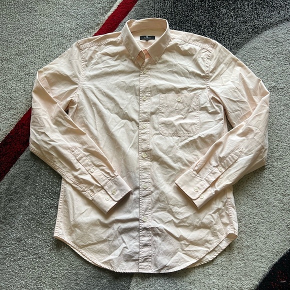 7 For All Mankind Regular Fit Pink Poplin Shirt - Picture 1 of 4